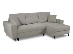 Cosmopolitan Design - Sofá convertível de canto direito com caixa de arrumação "Kyoto" 4 lugares em tecido bouclé cinza - 241x145x88cm