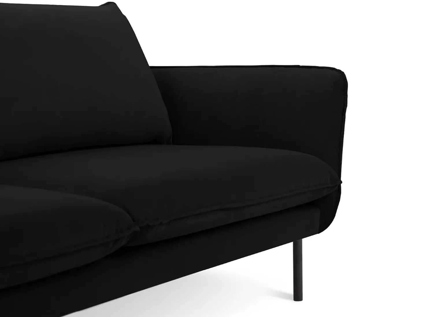 Cosmopolitan Design - Sofá "Vienna" 2 lugares em veludo preto - 160x92x95cm