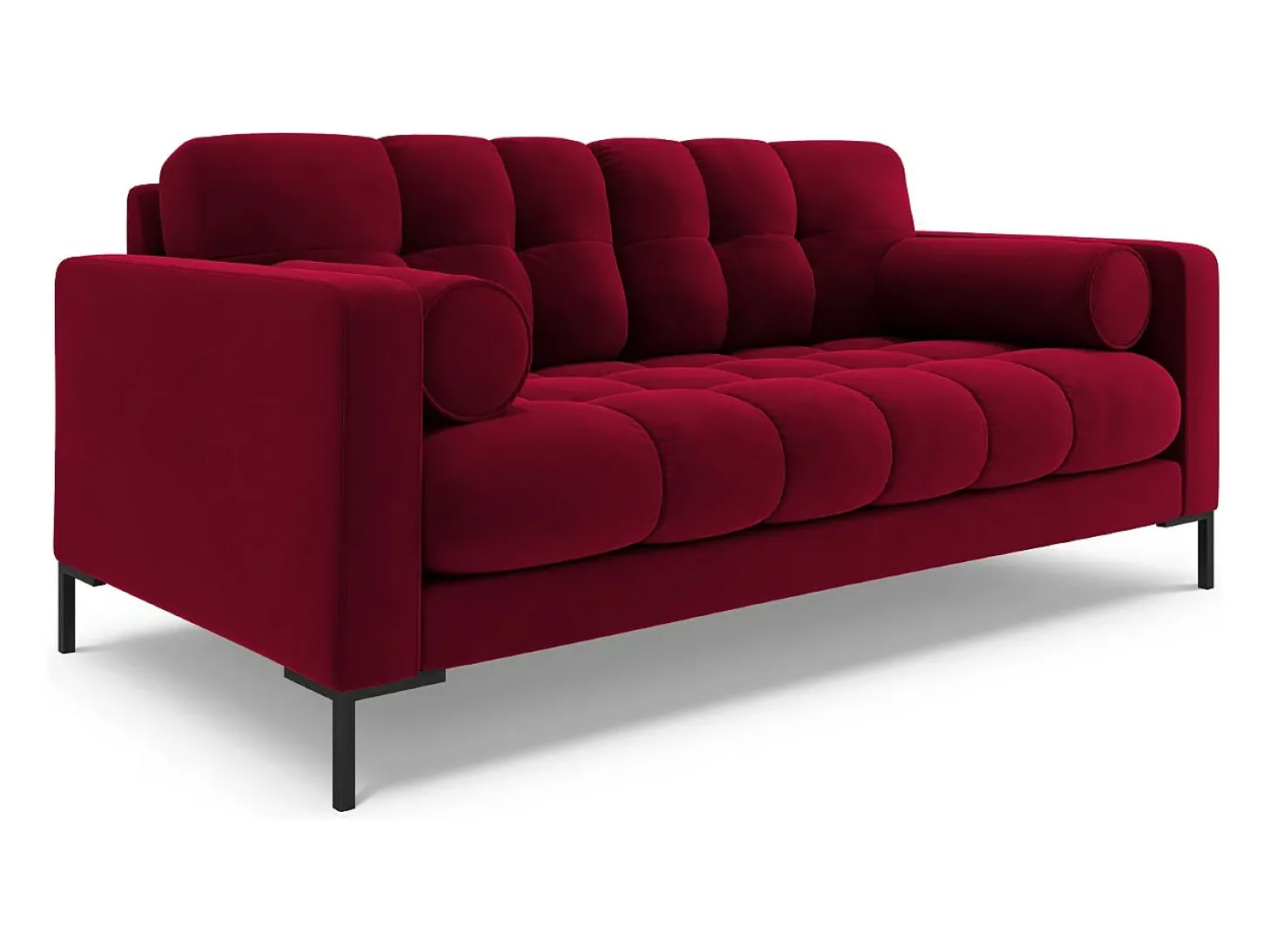 Cosmopolitan Design - Sofá "Bali" 2 lugares em veludo vermelho - 152x92x75cm
