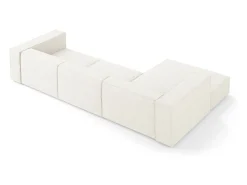 Cosmopolitan Design - Sofá de canto esquerdo "Arendal" 4 lugares em tecido chenille com efeito canelado marfim - 284x166x70cm