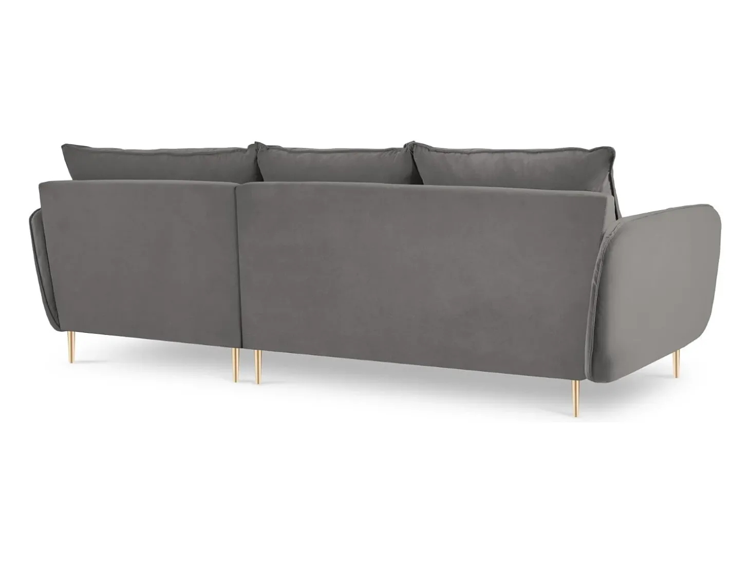 Cosmopolitan Design - Sofá de canto direito "Vienna" 5 lugares em veludo cinza claro - 255x170x95cm