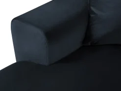 Cosmopolitan Design - Sofá panorâmico convertível em linha reta com caixa de arrumação "Kyoto" 7 lugares em veludo azul escuro - 313x194x88cm