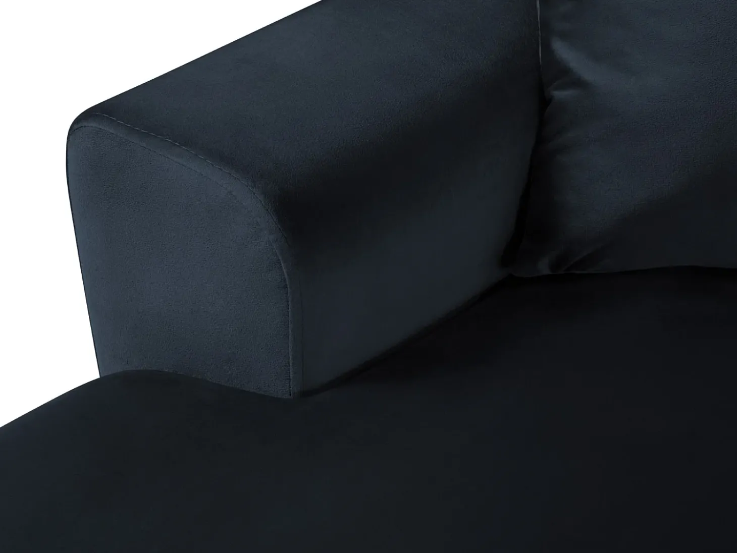 Cosmopolitan Design - Sofá panorâmico convertível em linha reta com caixa de arrumação "Kyoto" 7 lugares em veludo azul escuro - 313x194x88cm