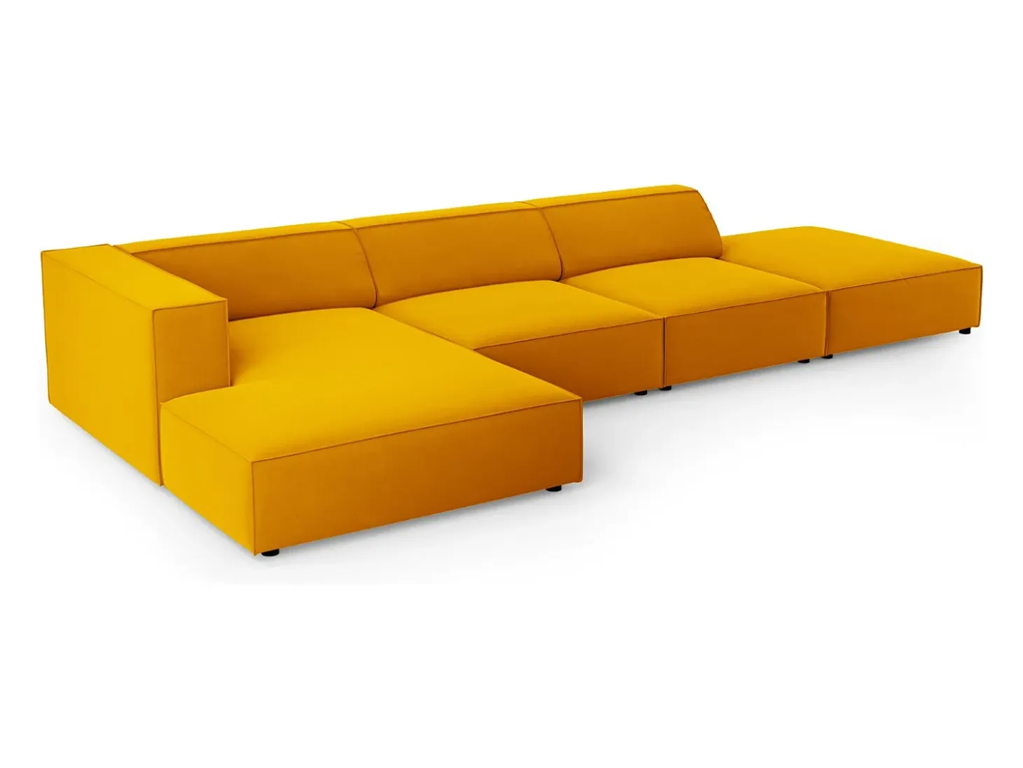 Cosmopolitan Design - Sofá de canto esquerdo "Arendal" 5 lugares em veludo amarelo - 341x166x70cm