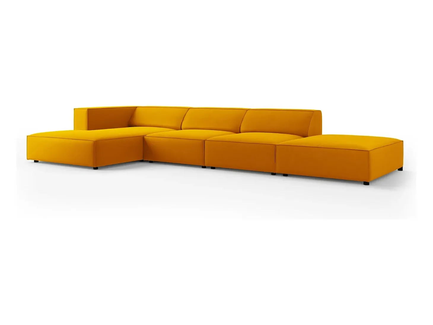 Cosmopolitan Design - Sofá de canto esquerdo "Arendal" 5 lugares em veludo amarelo - 341x166x70cm
