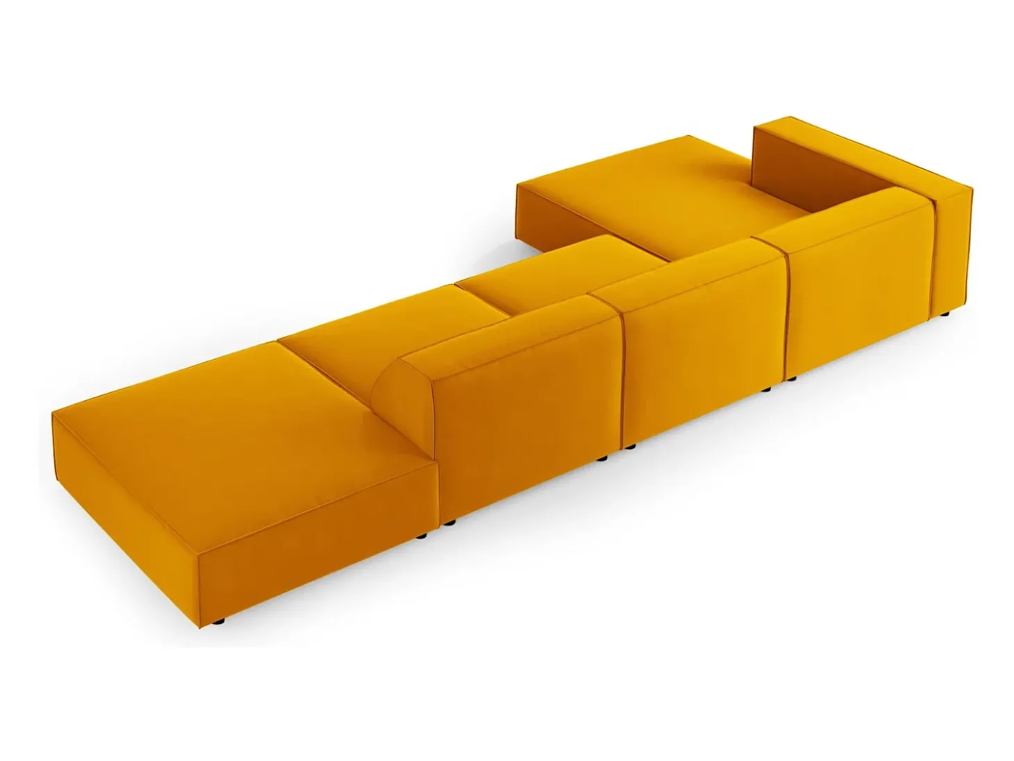 Cosmopolitan Design - Sofá de canto esquerdo "Arendal" 5 lugares em veludo amarelo - 341x166x70cm