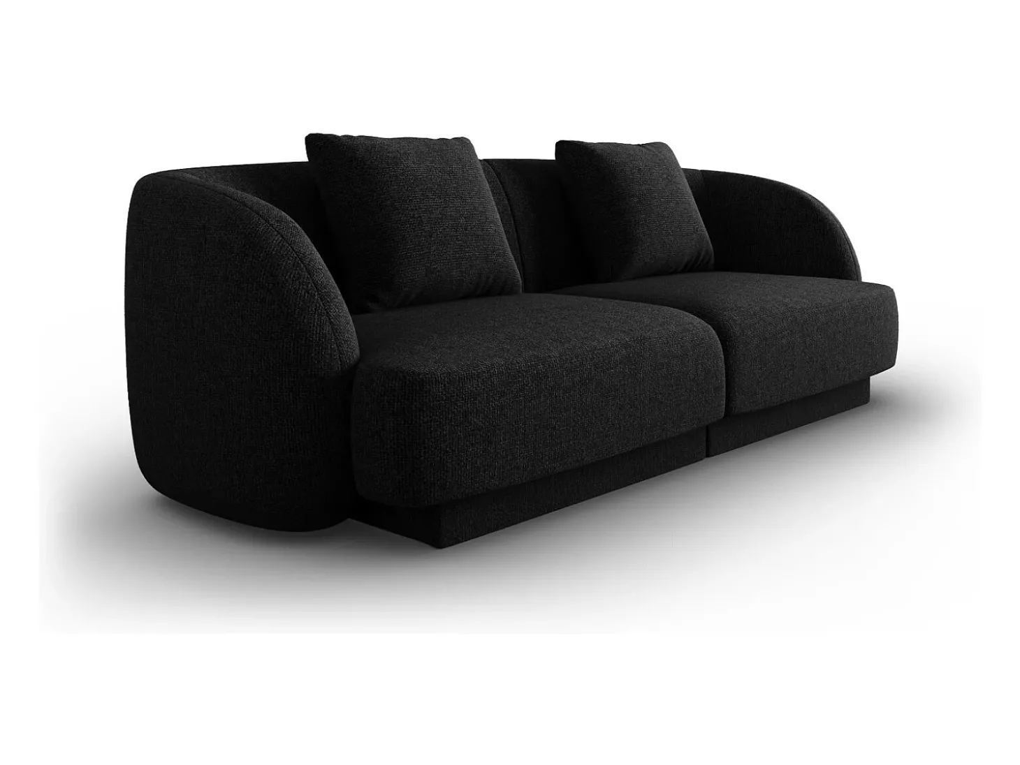 Cosmopolitan Design - Sofá "Tulum" 2 lugares em tecido chenille preto - 180x90x70cm