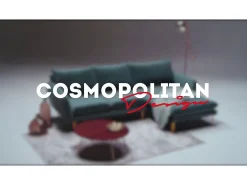 Cosmopolitan Design - Sofá de canto esquerdo "Vienna" 5 lugares em veludo cinza claro - 255x170x95cm