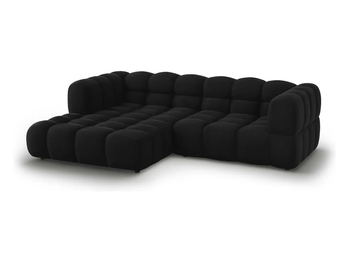 Cosmopolitan Design - Sofá modular de canto esquerdo "Sky" 3 lugares em veludo preto - 244x162x75cm