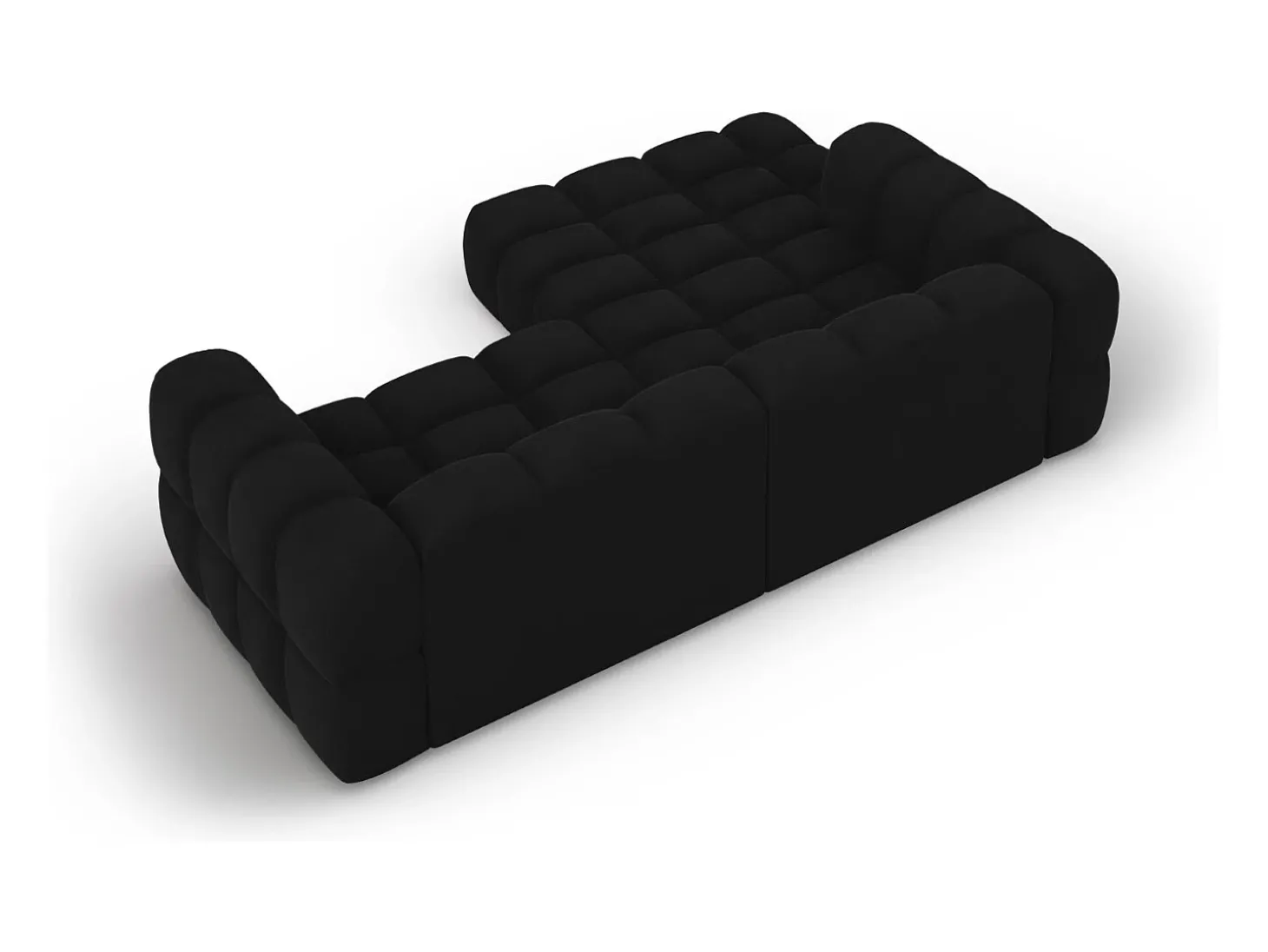 Cosmopolitan Design - Sofá modular de canto esquerdo "Sky" 3 lugares em veludo preto - 244x162x75cm