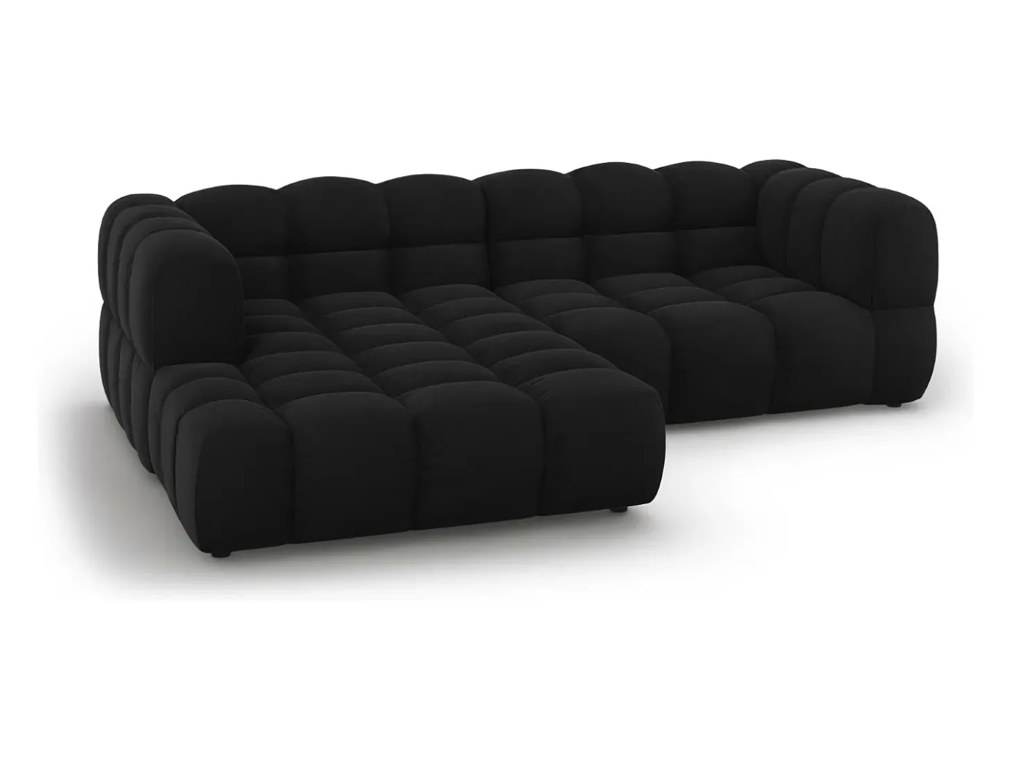 Cosmopolitan Design - Sofá modular de canto esquerdo "Sky" 3 lugares em veludo preto - 244x162x75cm