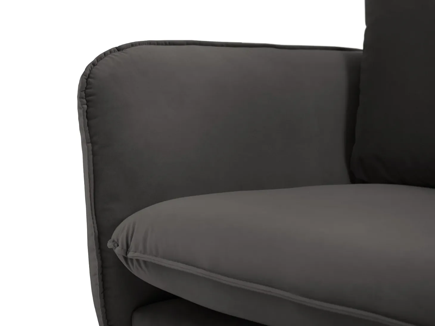 Cosmopolitan Design - Sofá "Vienna" 3 lugares em veludo cinza escuro - 200x92x95cm