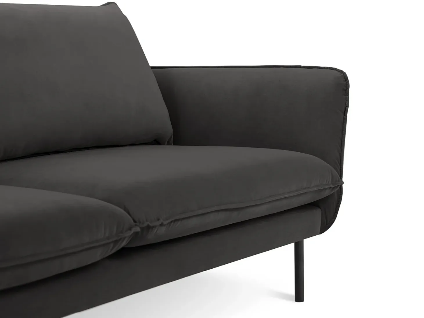 Cosmopolitan Design - Sofá "Vienna" 3 lugares em veludo cinza escuro - 200x92x95cm