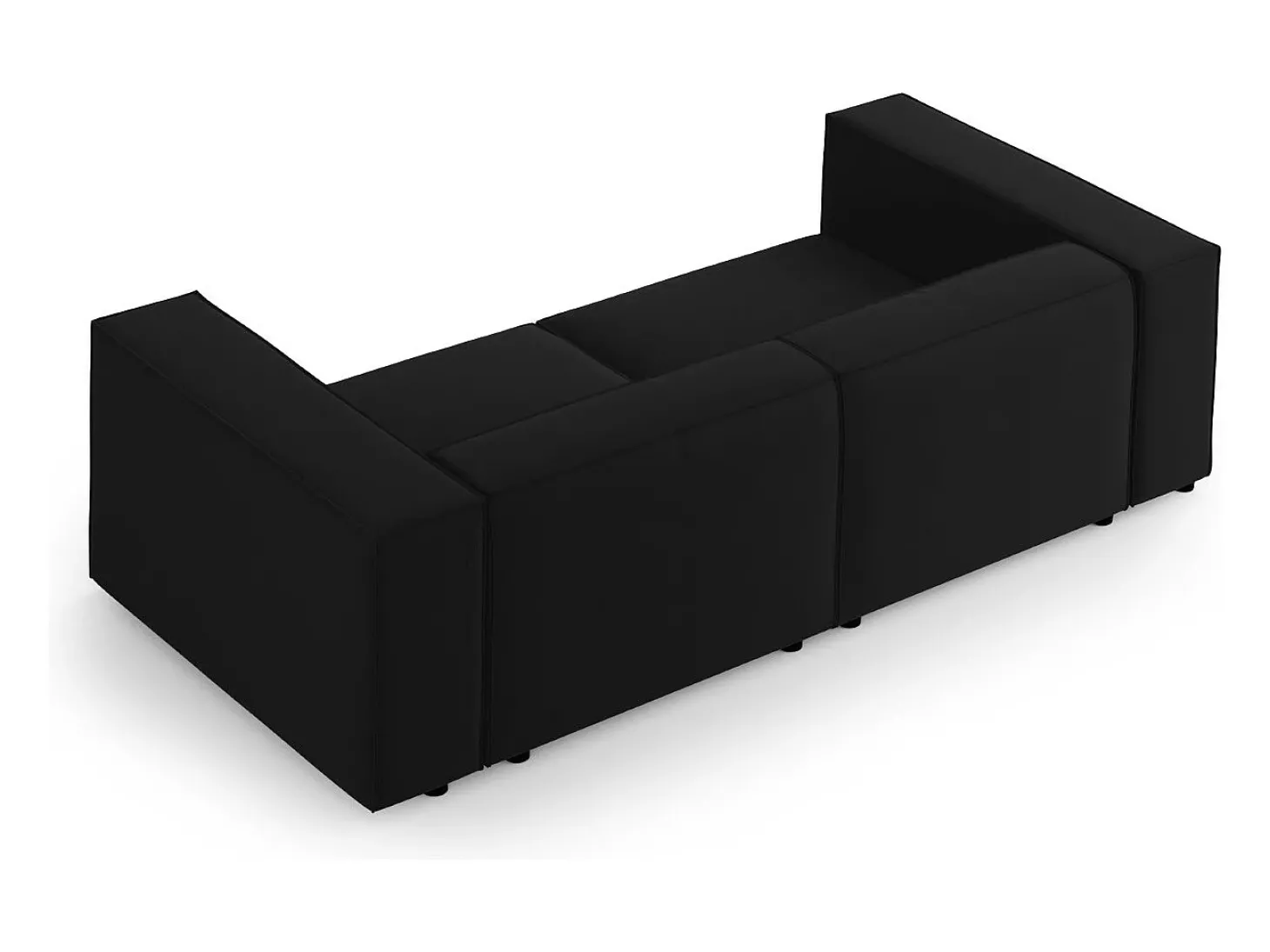 Cosmopolitan Design - Sofá "Arendal" 3 lugares em veludo preto - 204x102x70cm