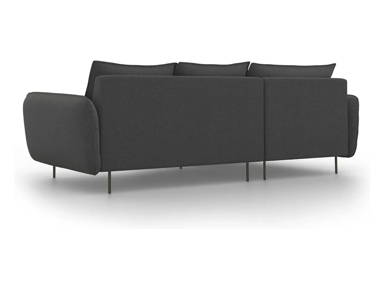 Cosmopolitan Design - Sofá de canto esquerdo "Vienna" 5 lugares em tecido estrutural cinza escuro - 255x170x95cm
