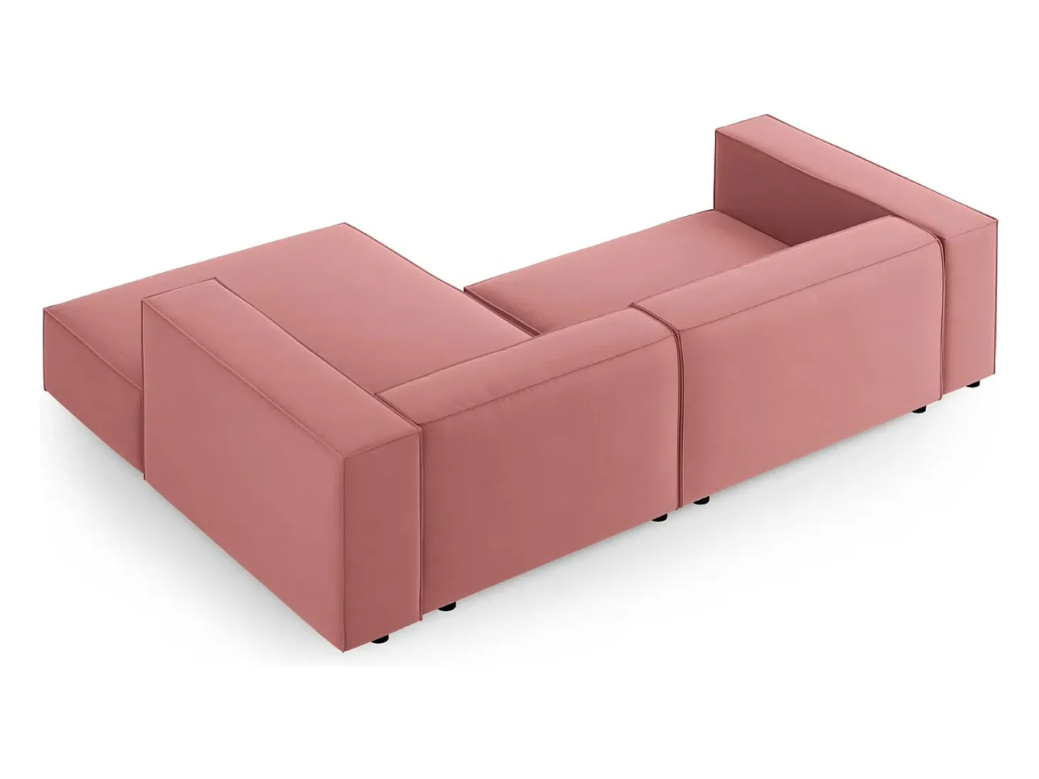 Cosmopolitan Design - Sofá de canto direito "Arendal" 3 lugares em veludo salmão - 224x166x70cm