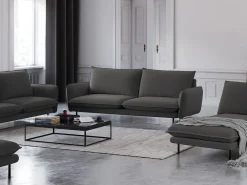 Cosmopolitan Design - Sofá "Vienna" 4 lugares em tecido estrutural cinza escuro - 230x92x95cm