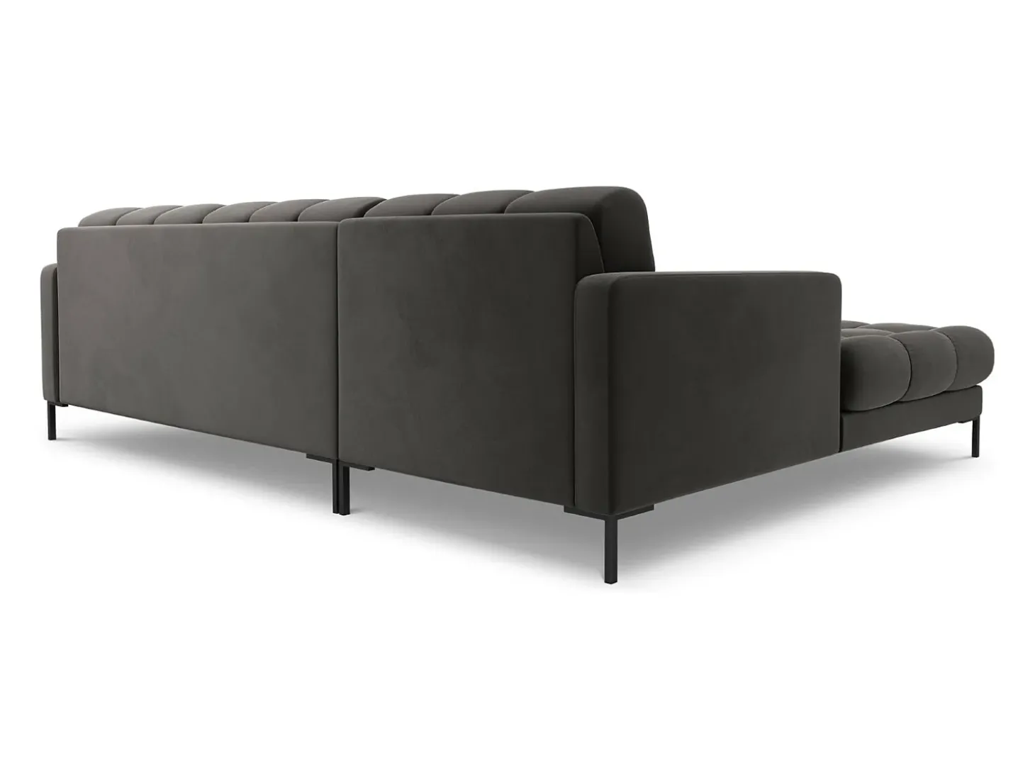 Cosmopolitan Design - Sofá de canto esquerdo "Bali" 5 lugares em veludo cinza escuro - 293x185x75cm