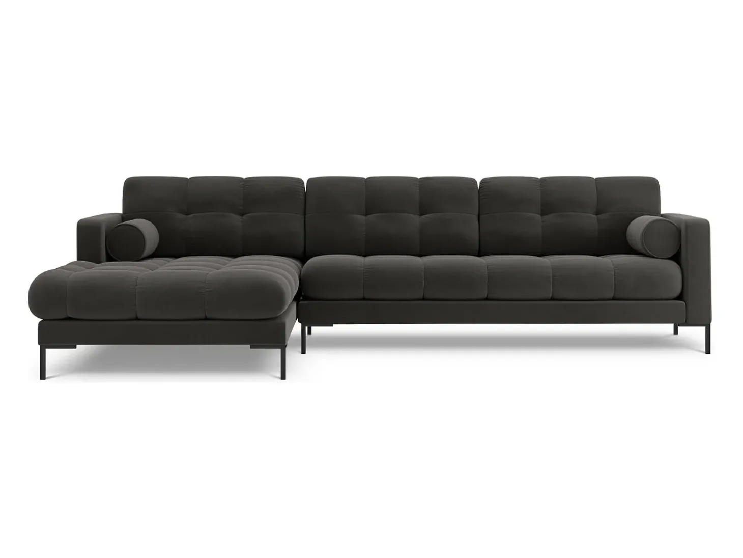 Cosmopolitan Design - Sofá de canto esquerdo "Bali" 5 lugares em veludo cinza escuro - 293x185x75cm