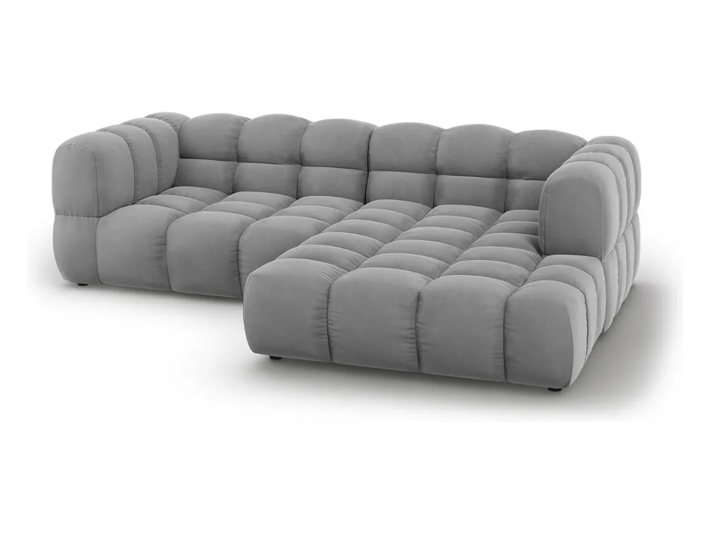 Cosmopolitan Design - Sofá modular de canto direito "Sky" 3 lugares em veludo cinza claro - 244x162x75cm