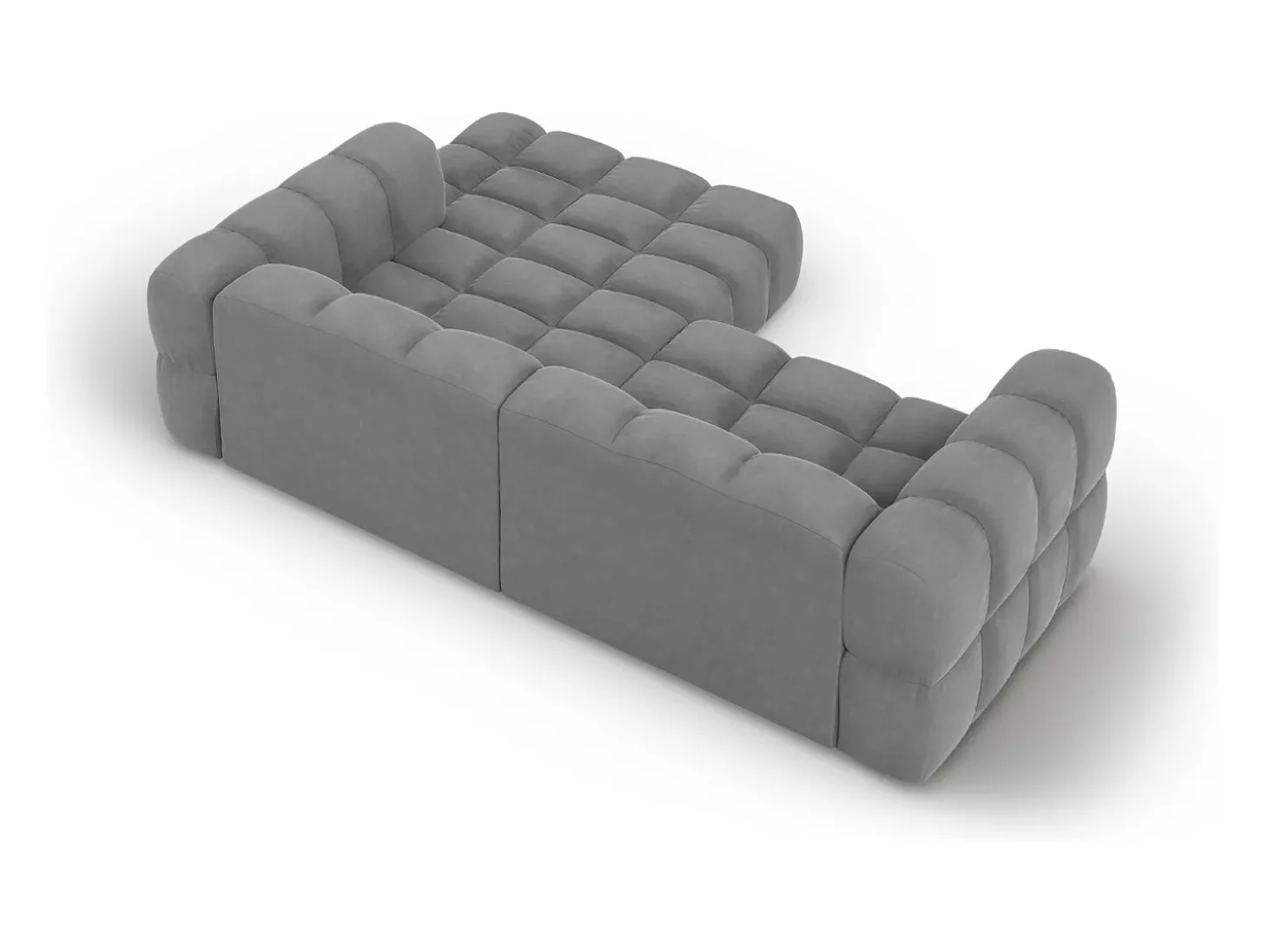 Cosmopolitan Design - Sofá modular de canto direito "Sky" 3 lugares em veludo cinza claro - 244x162x75cm
