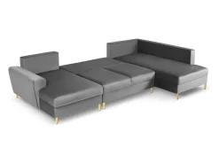 Cosmopolitan Design - Sofá panorâmico convertível em linha reta com caixa de arrumação 