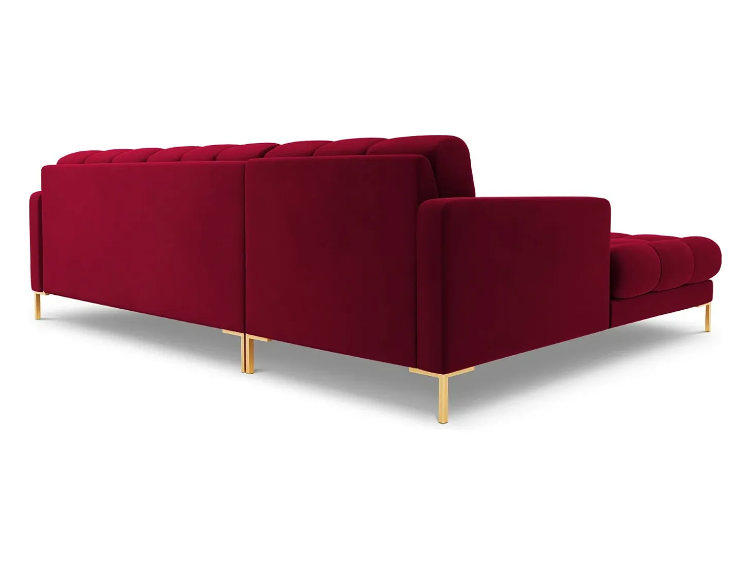 Cosmopolitan Design - Sofá de canto esquerdo "Bali" 5 lugares em veludo vermelho - 293x185x75cm