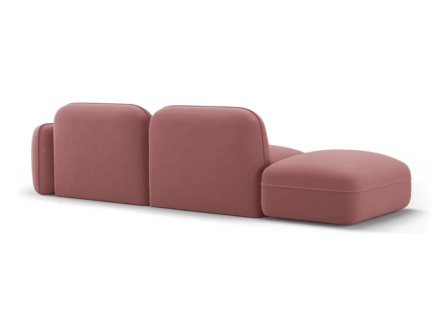 Cosmopolitan Design - Sofá modular virado para a esquerda "Sydney" 3 lugares em veludo salmão - 295x90x70cm