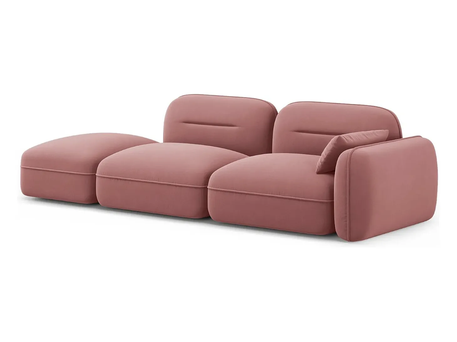 Cosmopolitan Design - Sofá modular virado para a esquerda "Sydney" 3 lugares em veludo salmão - 295x90x70cm
