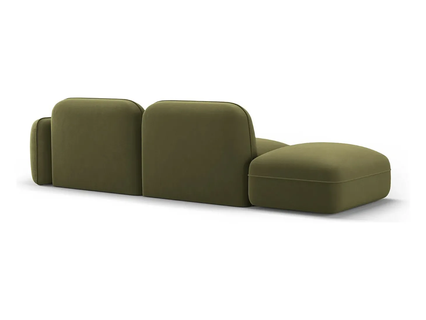Cosmopolitan Design - Sofá modular virado para a esquerda "Sydney" 3 lugares em veludo verde claro - 295x90x70cm