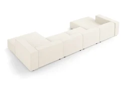 Cosmopolitan Design - Sofá panorâmico "Arendal" 6 lugares em tecido chenille bege claro - 364x166x70cm
