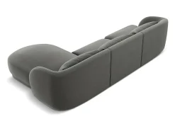 Cosmopolitan Design - Sofá de canto direito "Tulum" 4 lugares em veludo cinza claro - 255x156x70cm
