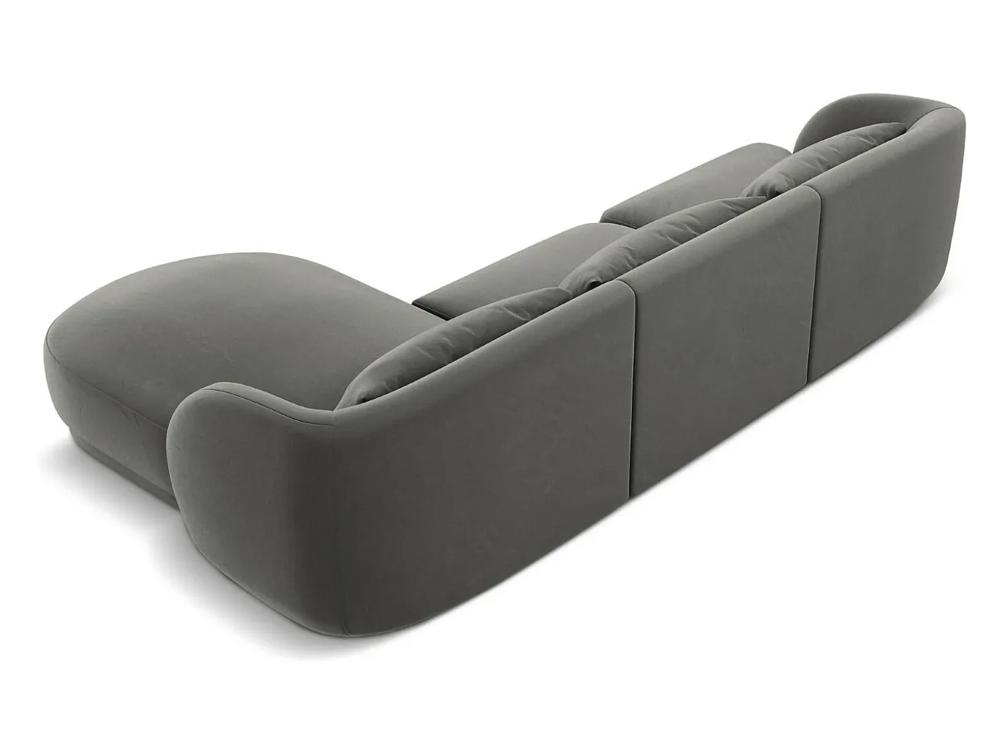 Cosmopolitan Design - Sofá de canto direito "Tulum" 4 lugares em veludo cinza claro - 255x156x70cm