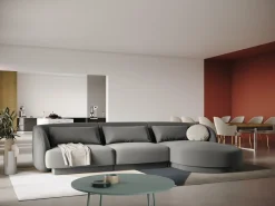 Cosmopolitan Design - Sofá de canto direito "Tulum" 4 lugares em veludo cinza claro - 255x156x70cm
