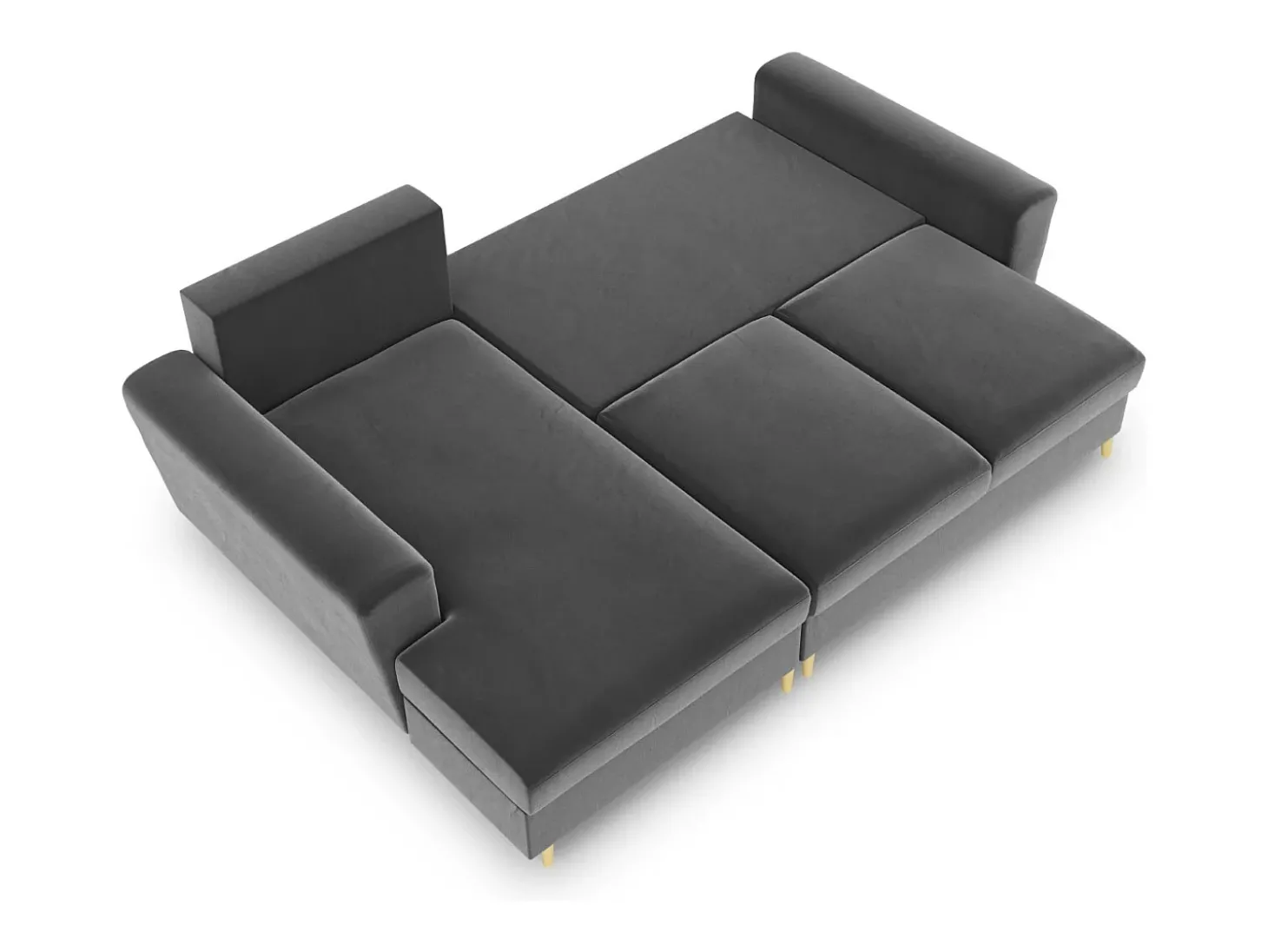 Cosmopolitan Design - Sofá convertível de canto esquerdo com caixa de arrumação "Kyoto" 4 lugares em veludo cinza claro - 241x145x88cm