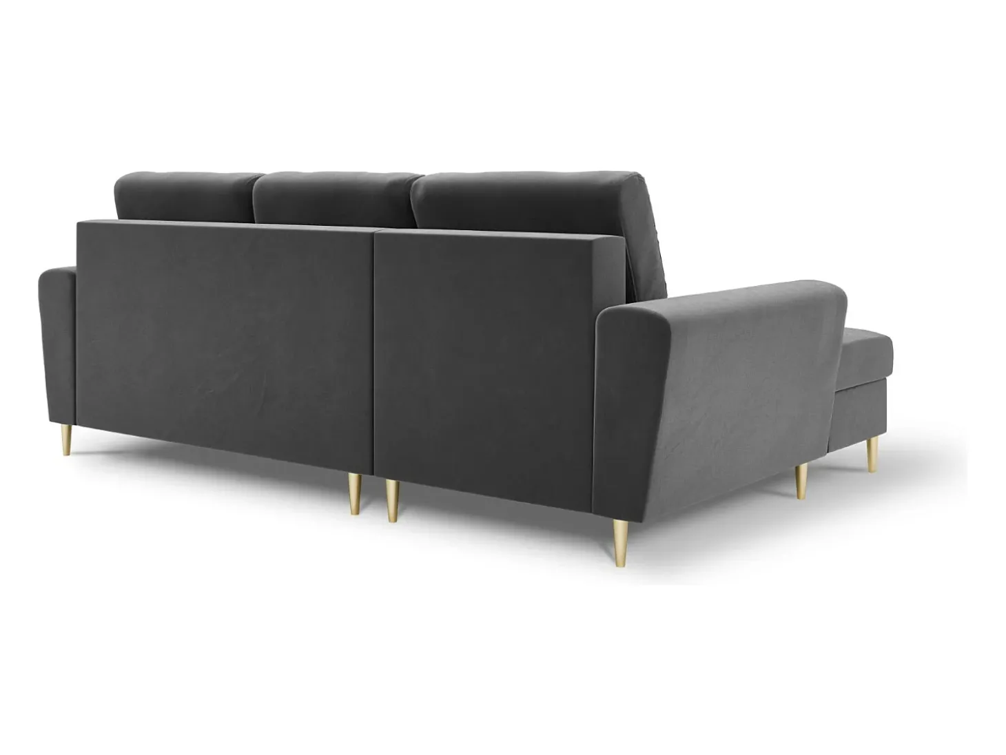 Cosmopolitan Design - Sofá convertível de canto esquerdo com caixa de arrumação "Kyoto" 4 lugares em veludo cinza claro - 241x145x88cm
