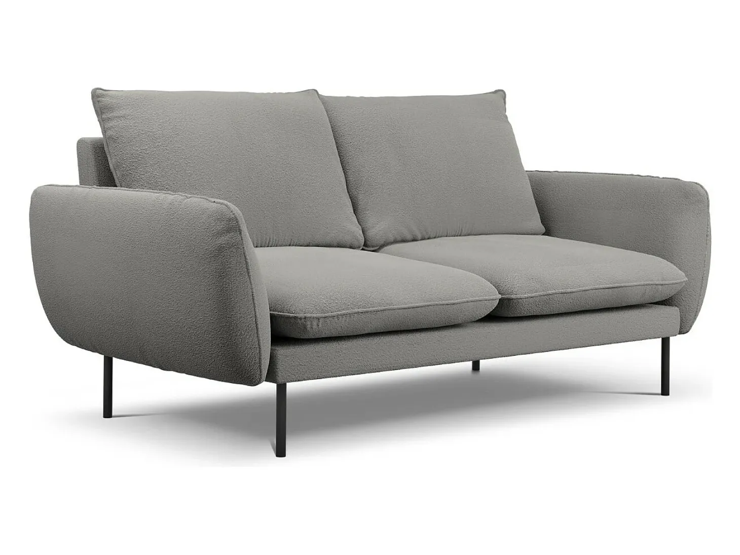 Cosmopolitan Design - Sofá "Vienna" 2 lugares em tecido bouclé cinza - 160x92x95cm