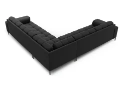 Cosmopolitan Design - Sofá de canto simétrico "Bali" 6 lugares em tecido estrutural cinza escuro - 256x256x75cm