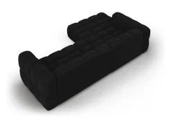 Cosmopolitan Design - Sofá modular de canto esquerdo "Sky" 4 lugares em veludo preto - 272x162x75cm