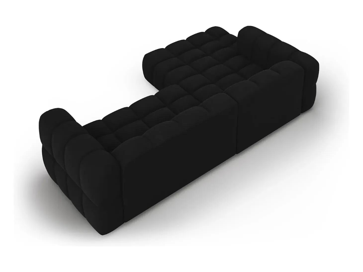 Cosmopolitan Design - Sofá modular de canto esquerdo "Sky" 4 lugares em veludo preto - 272x162x75cm