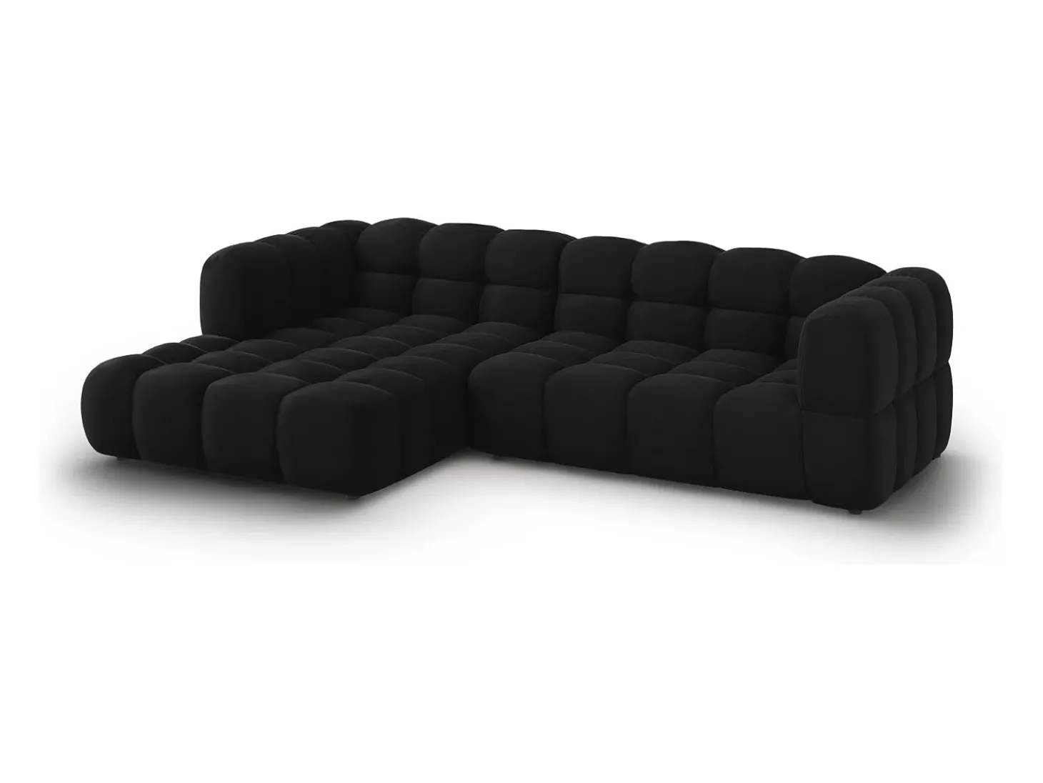 Cosmopolitan Design - Sofá modular de canto esquerdo "Sky" 4 lugares em veludo preto - 272x162x75cm