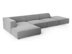 Cosmopolitan Design - Sofá de canto esquerdo "Arendal" 5 lugares em veludo cinza claro - 341x166x70cm