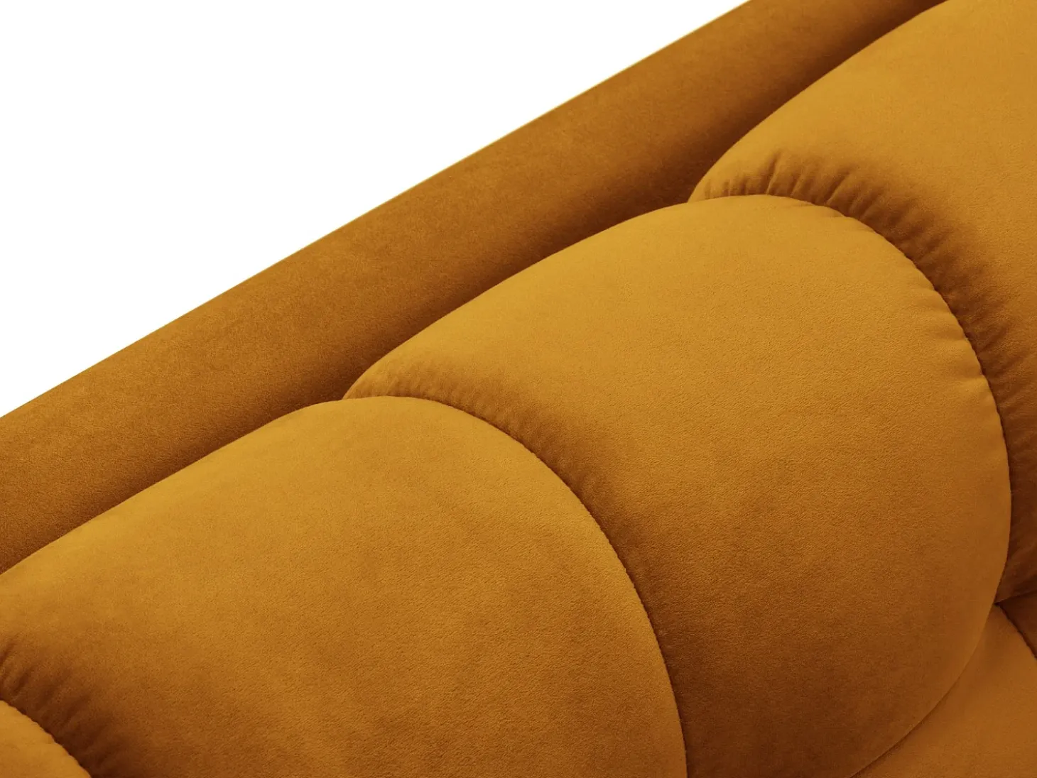 Cosmopolitan Design - Sofá panorâmico "Bali" 7 lugares em veludo amarelo - 383x185x75cm