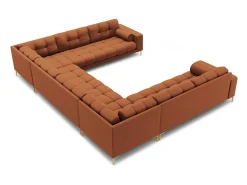 Cosmopolitan Design - Sofá panorâmico "Bali" 9 lugares em tecido estrutural tijolo - 327x256x75cm