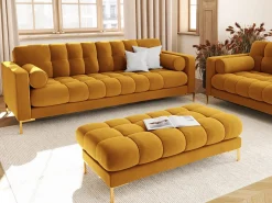 Cosmopolitan Design - Sofá "Bali" 4 lugares em veludo amarelo - 217x92x75cm