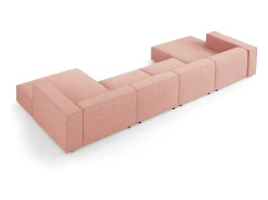 Cosmopolitan Design - Sofá panorâmico "Arendal" 6 lugares em tecido chenille rosa - 364x166x70cm