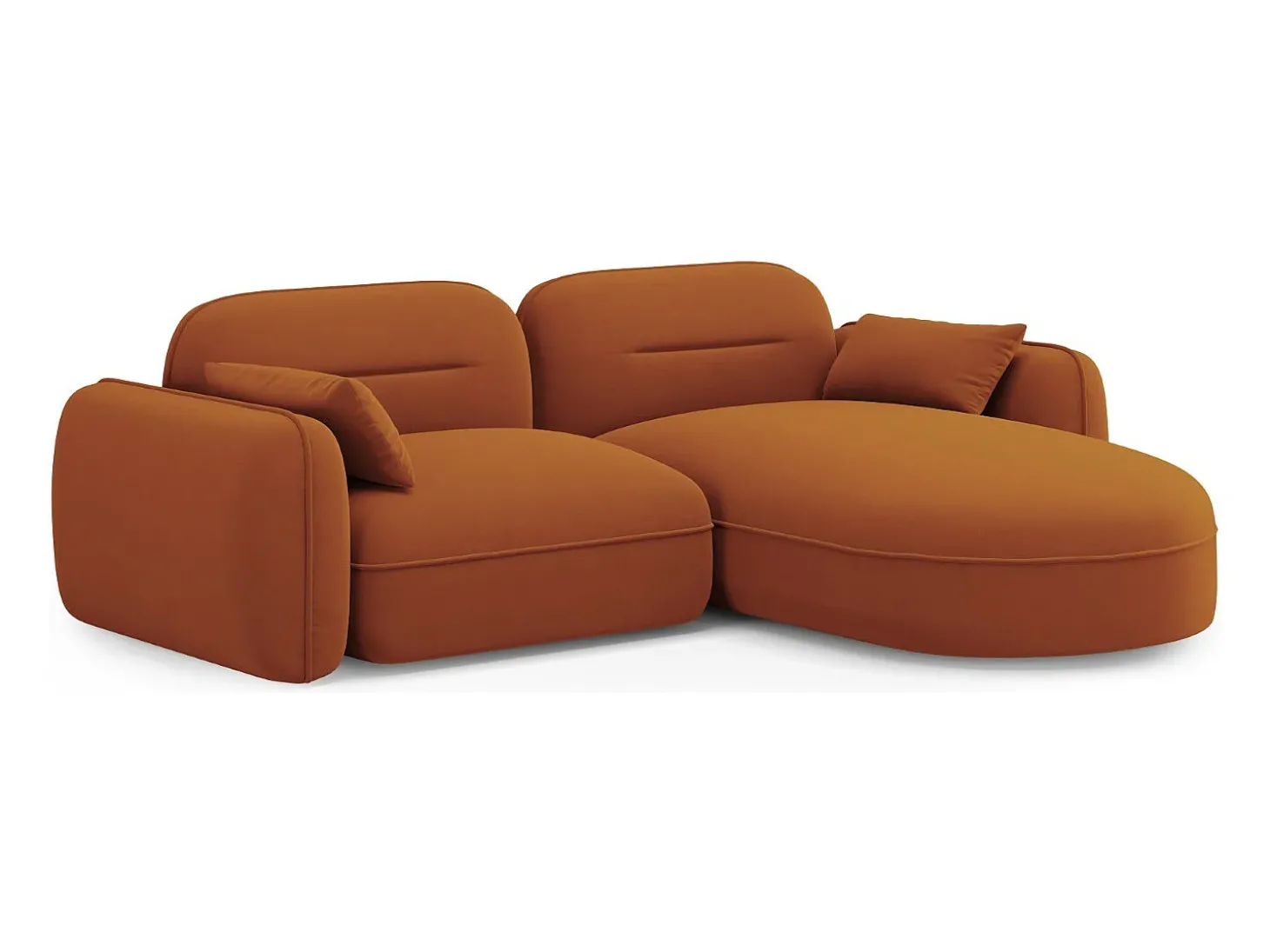 Cosmopolitan Design - Sofá modular de canto direito "Sydney" 3 lugares em veludo terracota - 230x165x70cm