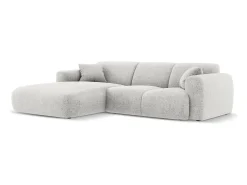 Cosmopolitan Design - Sofá de canto esquerdo "Nolio" 4 lugares em tecido chenille cinza claro - 260x170x72cm