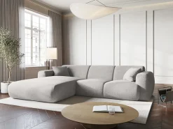 Cosmopolitan Design - Sofá de canto esquerdo "Nolio" 4 lugares em tecido chenille cinza claro - 260x170x72cm