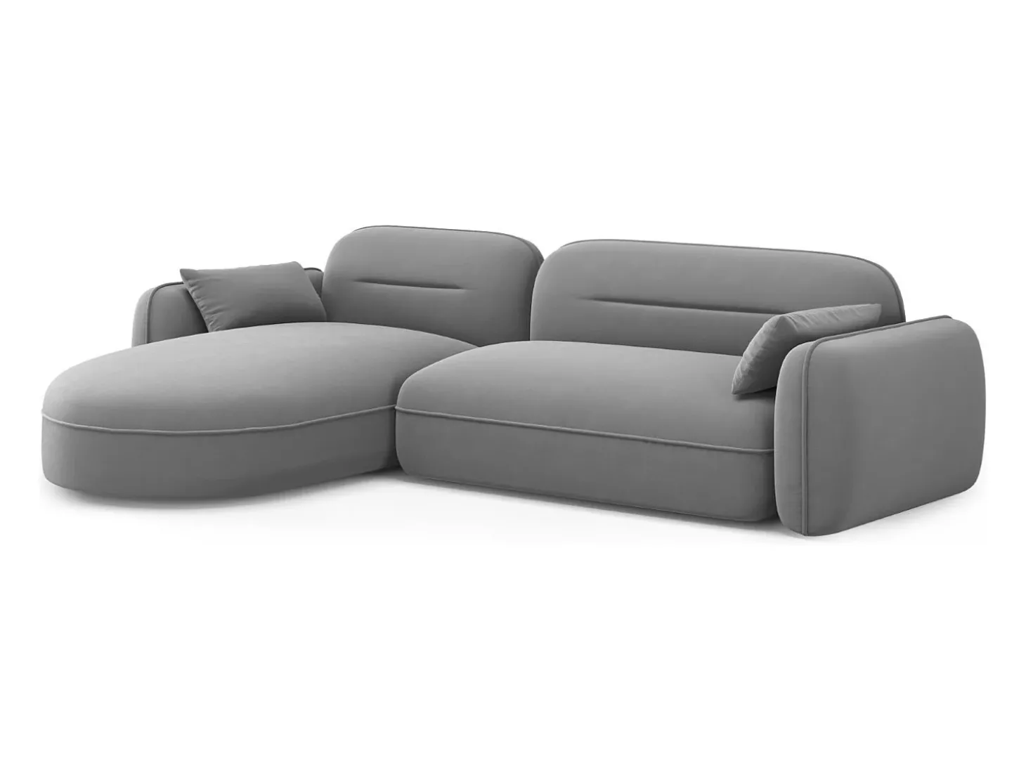 Cosmopolitan Design - Sofá modular de canto esquerdo "Sydney" 4 lugares em veludo cinza claro - 275x165x70cm